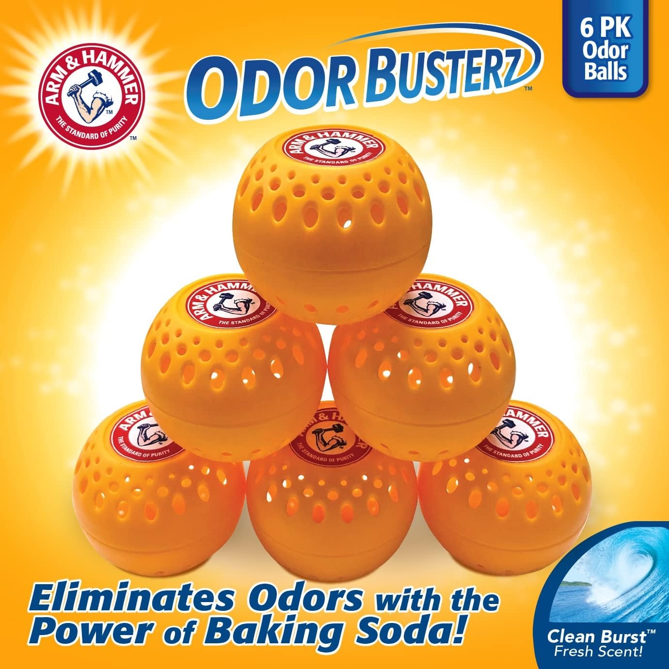 image:imageArm amp Hammer OdorBusterz Odor Eliminator Balls Lavender 3 Count Baking Soda Odor Control for Closets Drawers Hampers amp Small SpacesClean Burst
