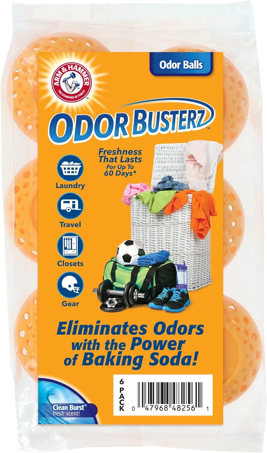 image:imageArm amp Hammer OdorBusterz Odor Eliminator Balls Lavender 3 Count Baking Soda Odor Control for Closets Drawers Hampers amp Small SpacesClean Burst