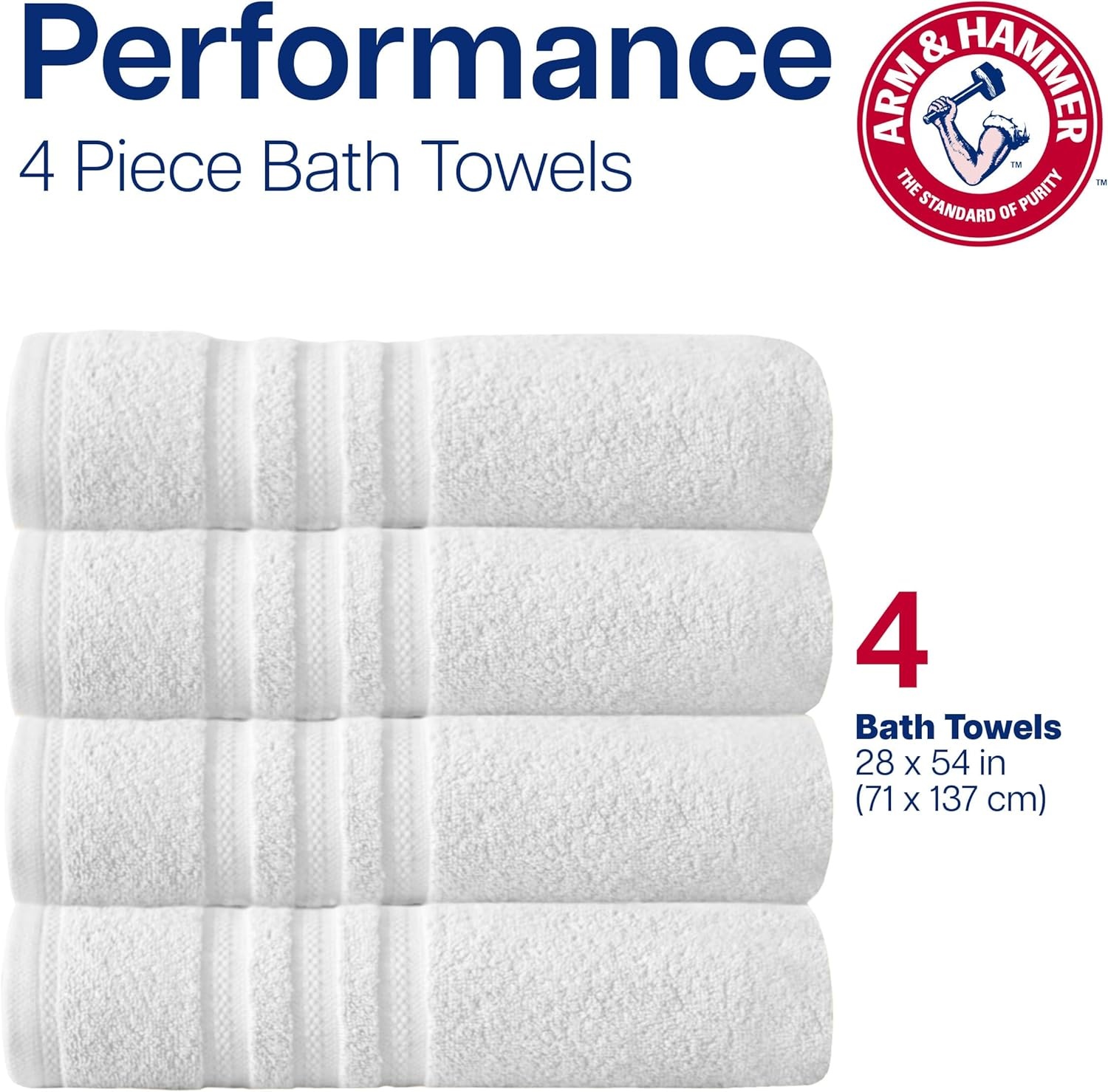 image:imageArm amp Hammer Performance Bath Towels 4 Piece GreyDark Blue