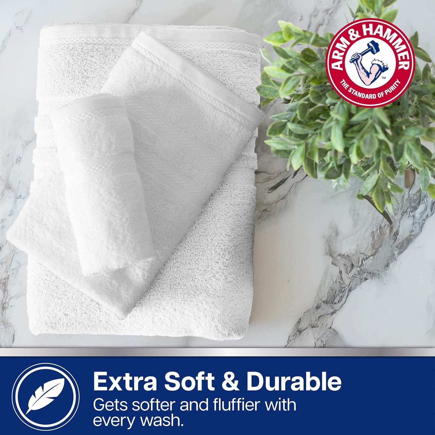 image:imageArm amp Hammer Performance Bath Towels 4 Piece GreyLight Blue