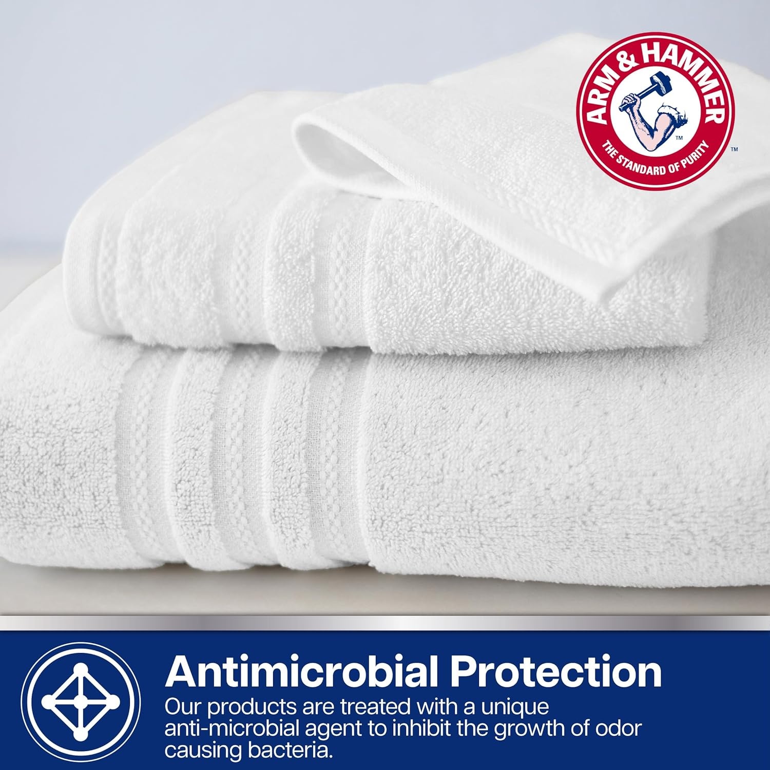 image:imageArm amp Hammer Performance Bath Towels 4 Piece GreyWhite