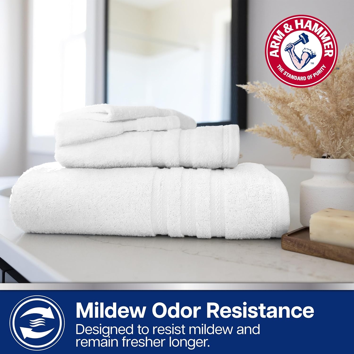 image:imageArm amp Hammer Performance Hand Towels 2 Piece Dark BlueLight Grey