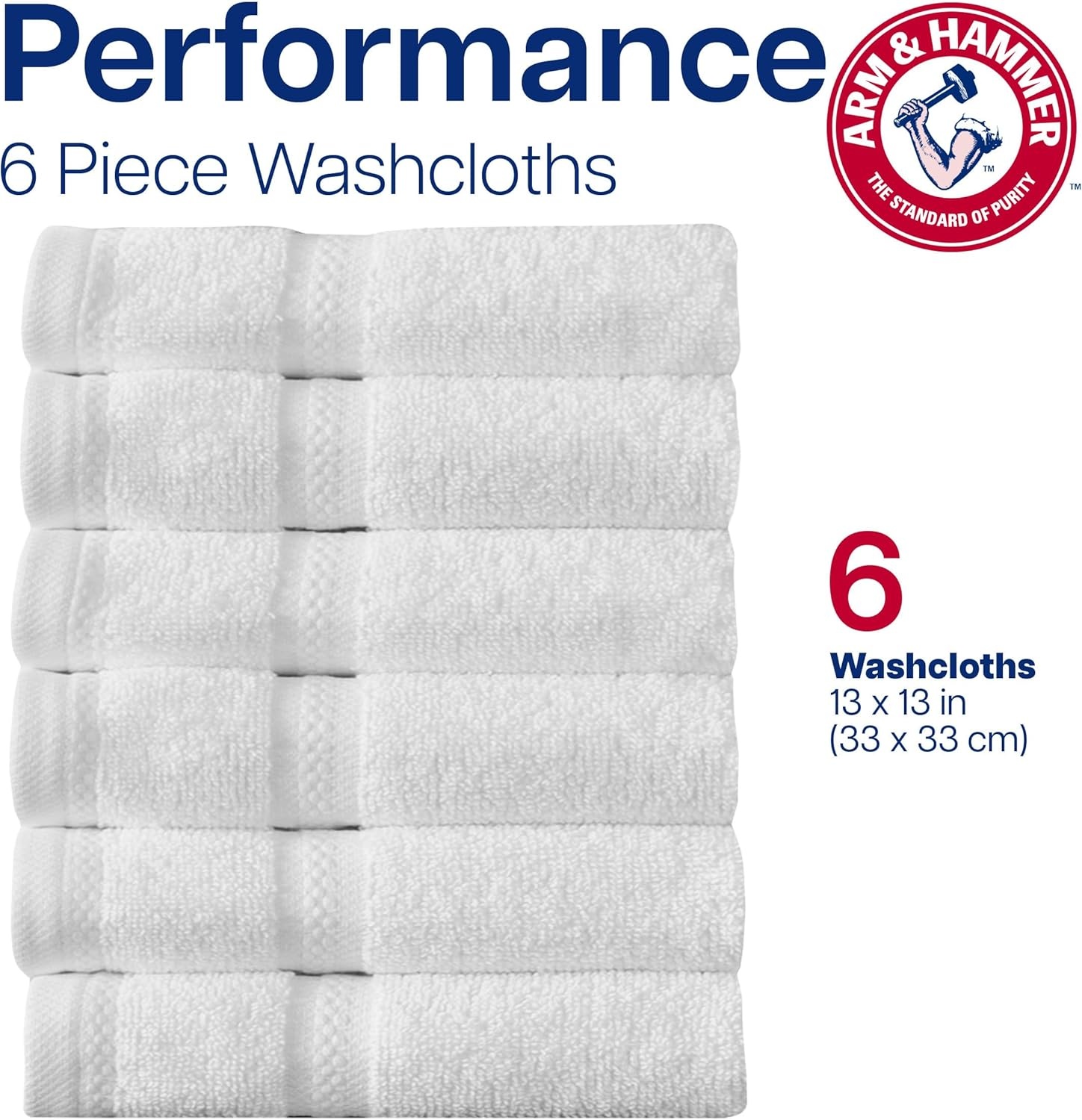 image:imageArm amp Hammer Performance Towel Washcloth Set 6 Piece KhakiDark Blue
