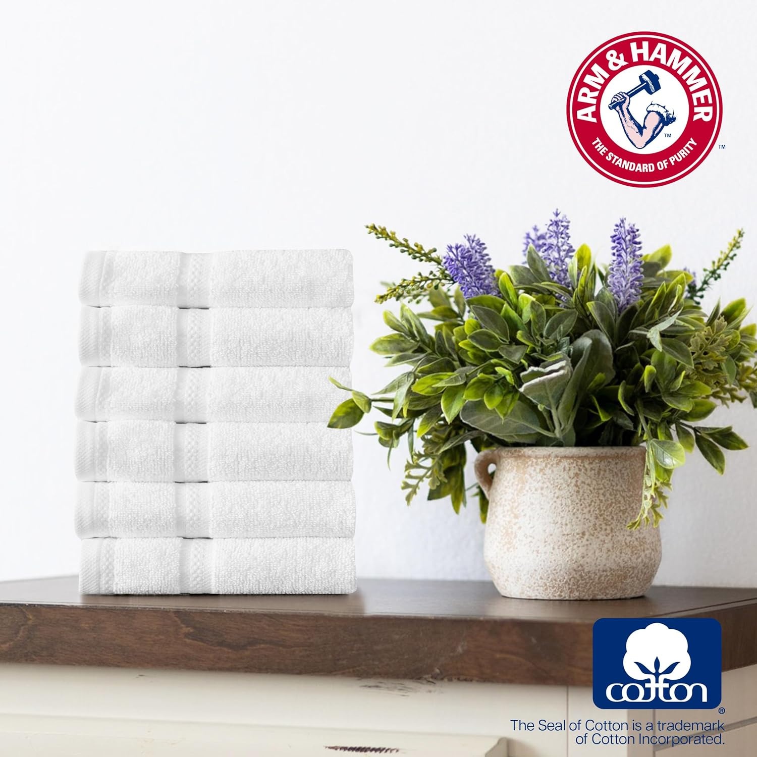 image:imageArm amp Hammer Performance Towel Washcloth Set 6 Piece KhakiLight Grey