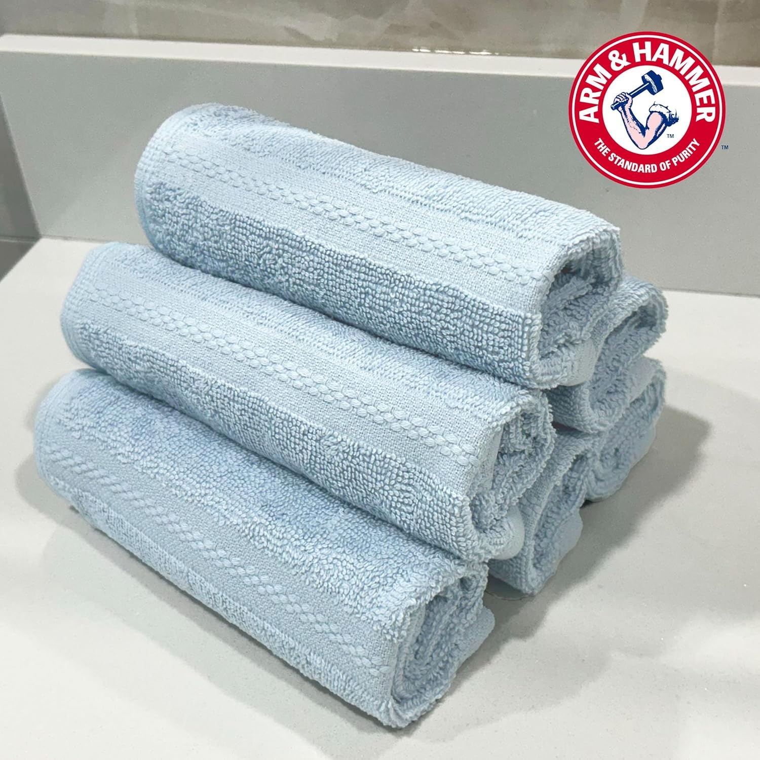 image:imageArm amp Hammer Performance Towel Washcloth Set 6 Piece KhakiWhite