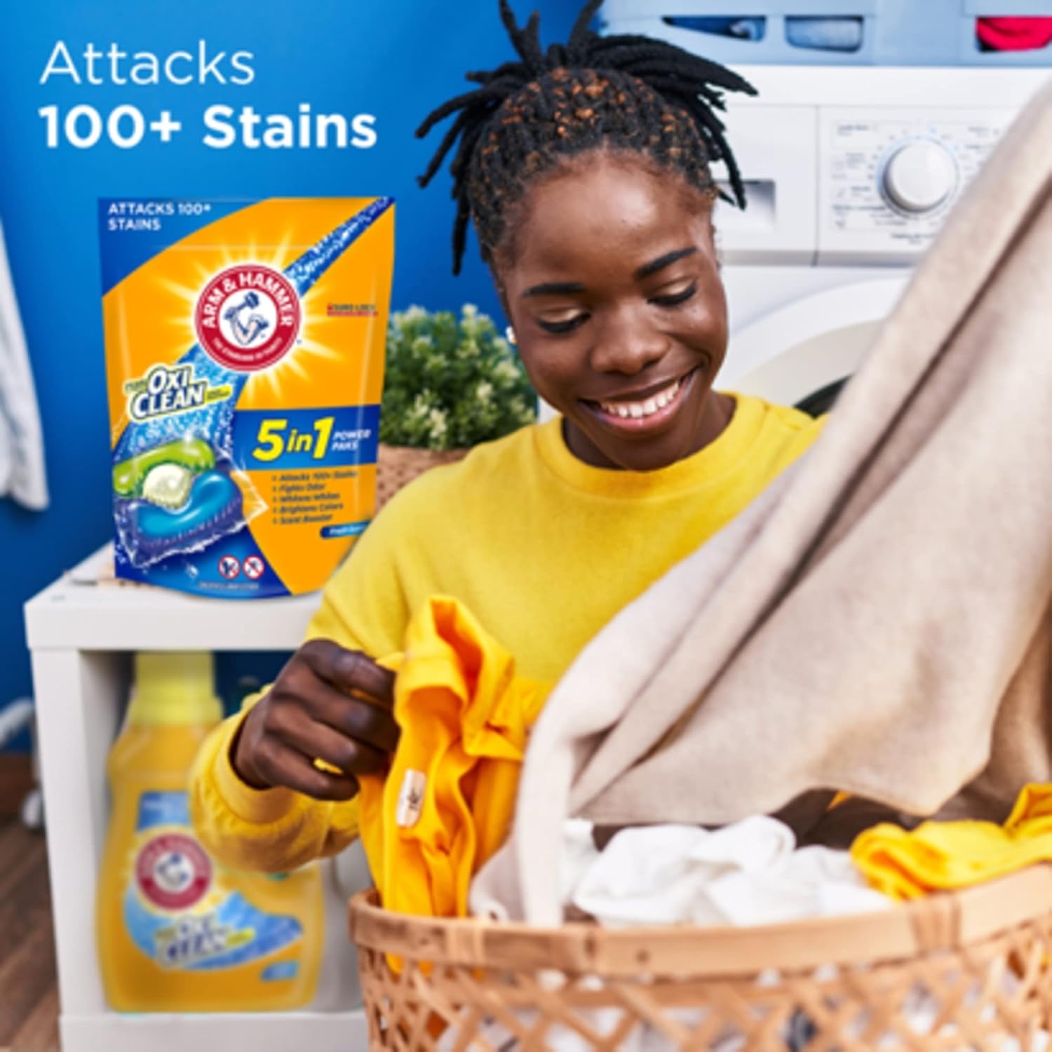 image:imageArm amp Hammer Plus OxiClean 5in1 Laundry Detergent Power Paks 42 Count Packaging may varyFresh Scent