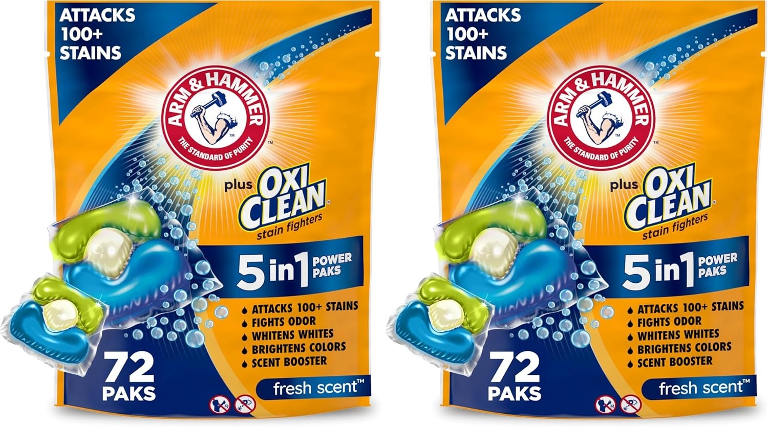 image:imageArm amp Hammer Plus OxiClean 5in1 Laundry Detergent Power Paks 42 Count Packaging may varyFresh Scent