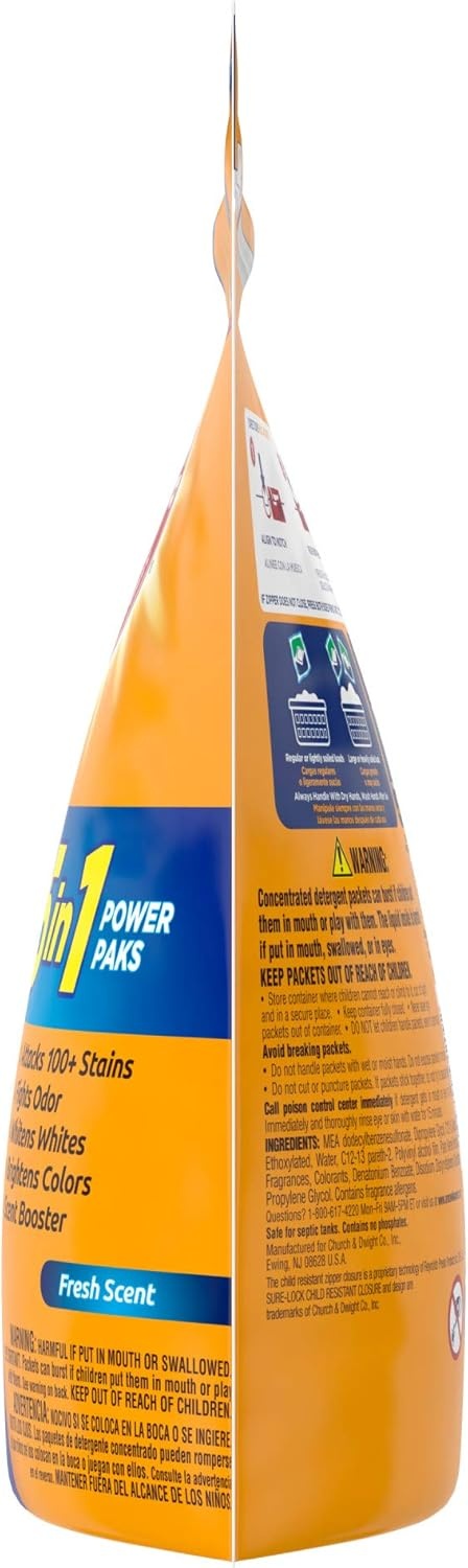 image:imageArm amp Hammer Plus OxiClean 5in1 Laundry Detergent Power Paks 42 Count Packaging may varyFresh Scent