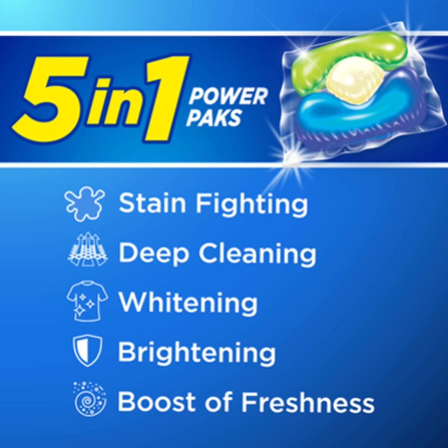 image:imageArm amp Hammer Plus OxiClean 5in1 Laundry Detergent Power Paks 42 Count Packaging may varyFresh Scent