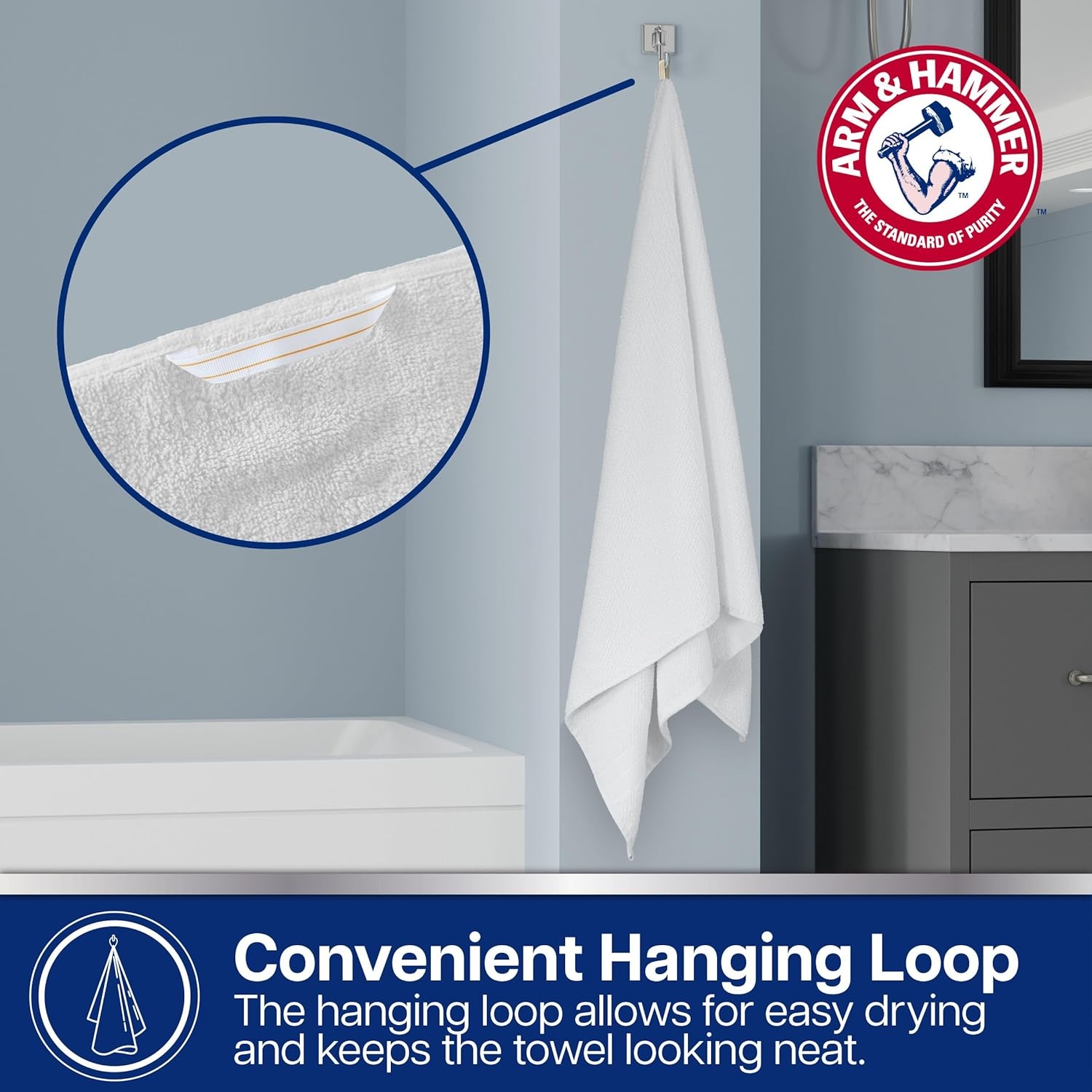 image:imageArm amp Hammer Quick Dry Washcloth Set 6 Piece Light BlueGrey