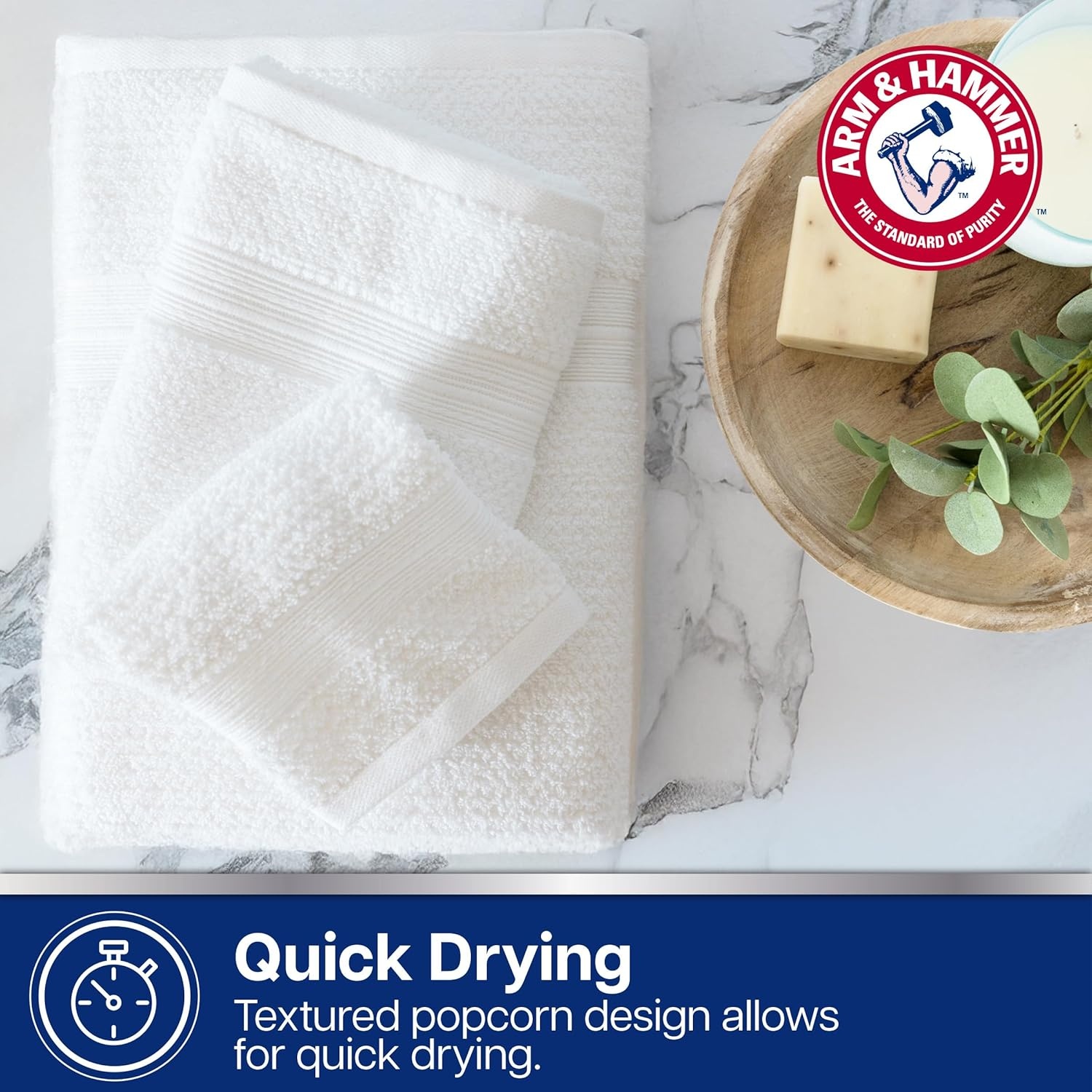 image:imageArm amp Hammer Quick Dry Washcloth Set 6 Piece Light BlueGrey