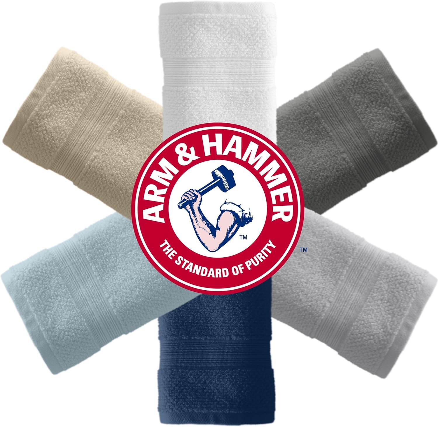 image:imageArm amp Hammer Quick Dry Washcloth Set 6 Piece Light BlueWhite