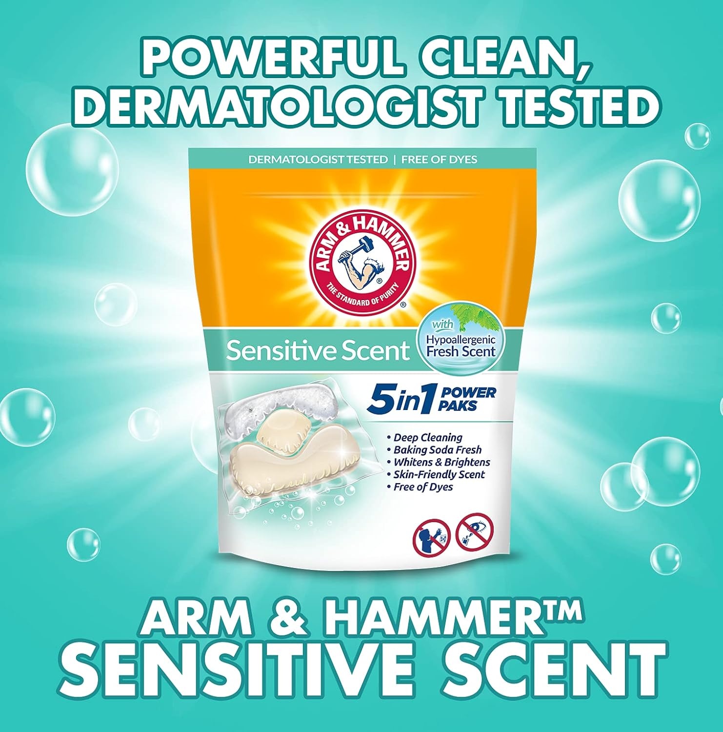 image:imageArm amp Hammer Sensitive Fresh Scent 5IN1 Power Paks 42 countFresh Scent