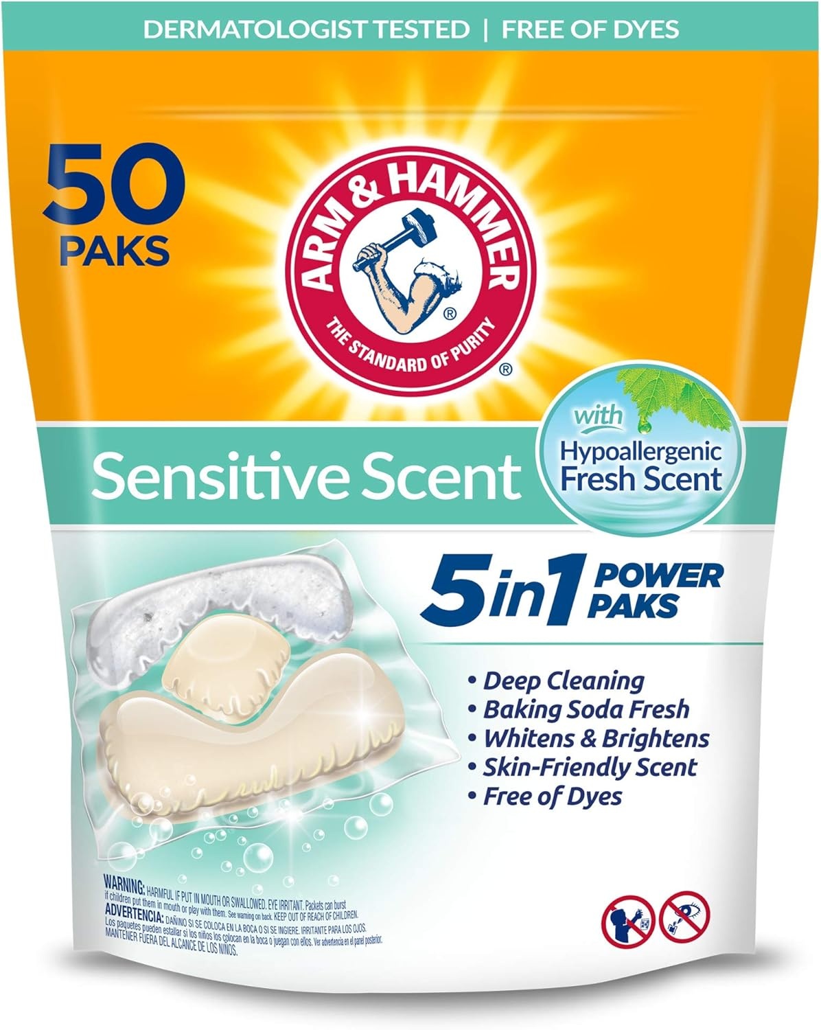 image:imageArm amp Hammer Sensitive Fresh Scent 5IN1 Power Paks 42 countFresh Scent