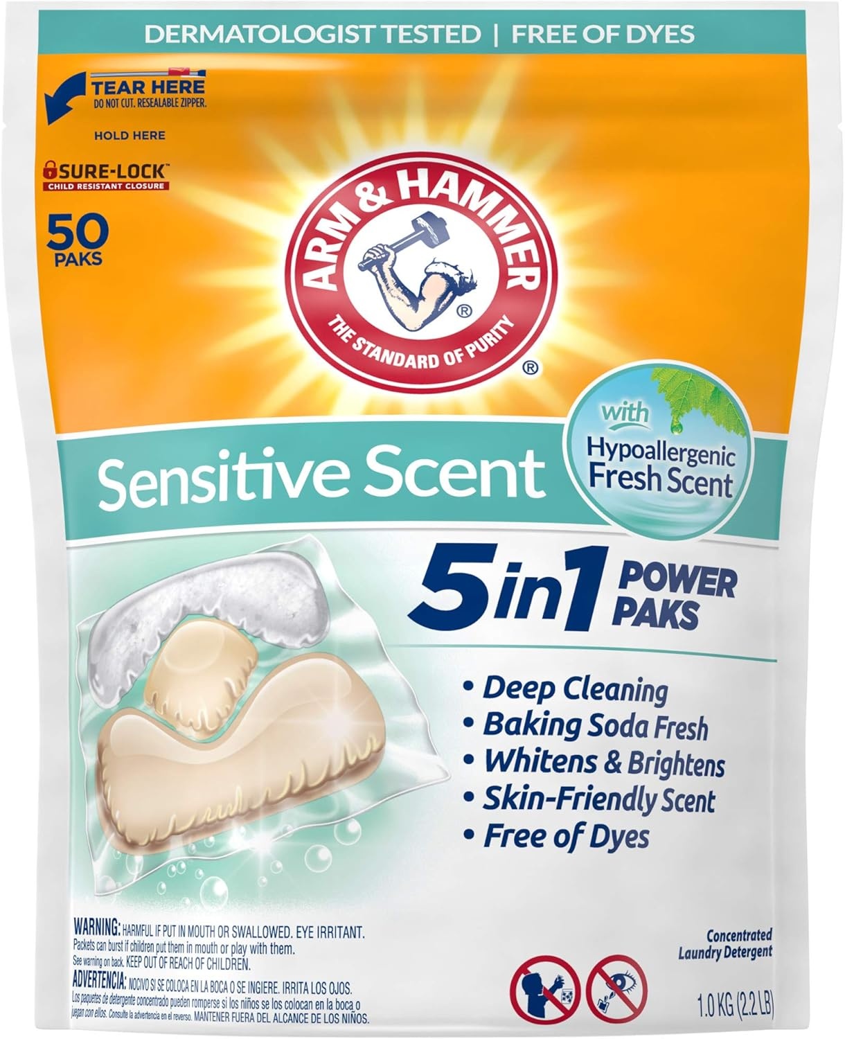image:imageArm amp Hammer Sensitive Fresh Scent 5IN1 Power Paks 42 countFresh Scent