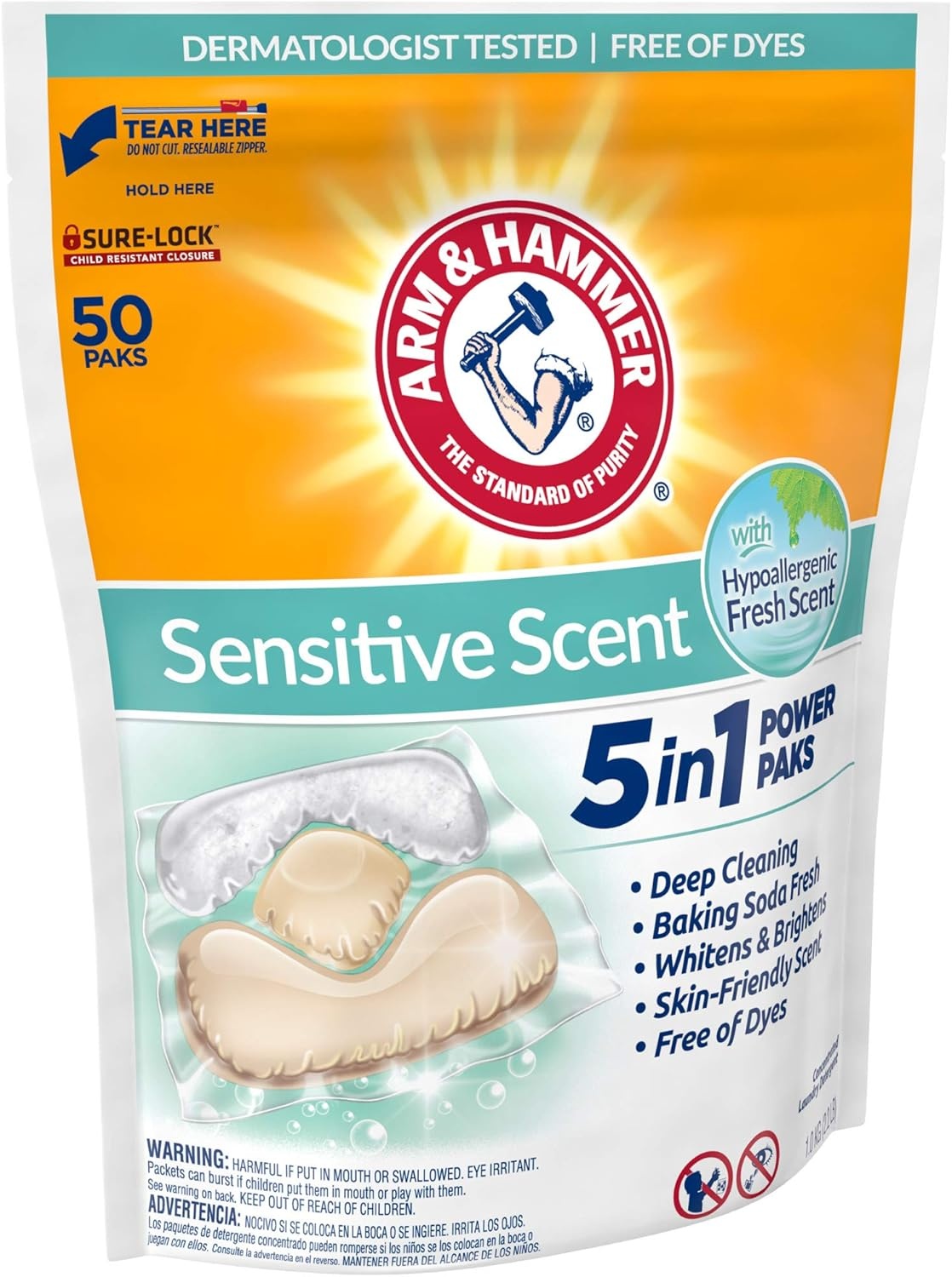 image:imageArm amp Hammer Sensitive Fresh Scent 5IN1 Power Paks 42 countFresh Scent