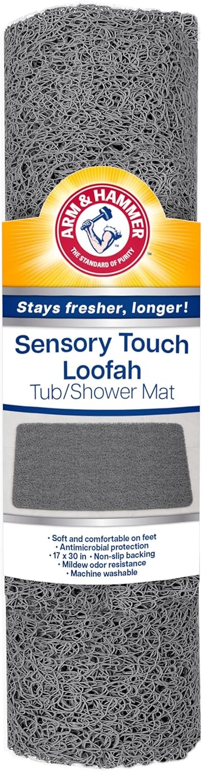 image:imageArm amp Hammer Sensory Touch NonSlip Loofah Bath Mat for Showers and Tubs 17 x 30 GreyGrey