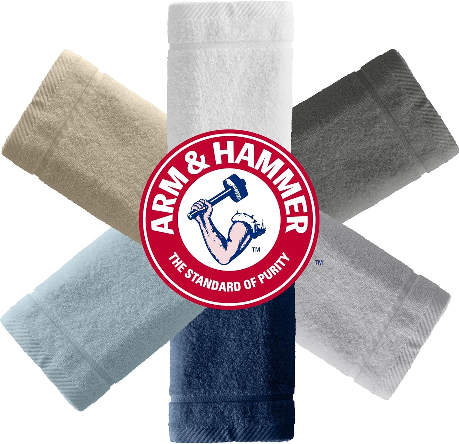 image:imageArm amp Hammer Super Soft Bath Towels 4 Piece KhakiDark Blue