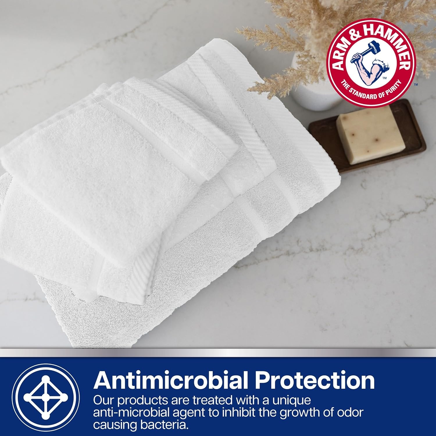 image:imageArm amp Hammer Super Soft Washcloths 6 Piece Dark BlueLight Blue