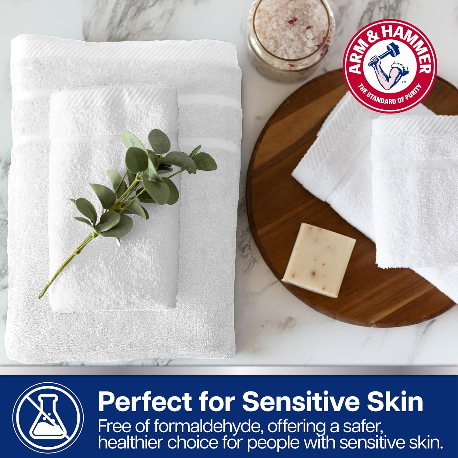 image:imageArm amp Hammer Super Soft Washcloths 6 Piece Dark BlueWhite
