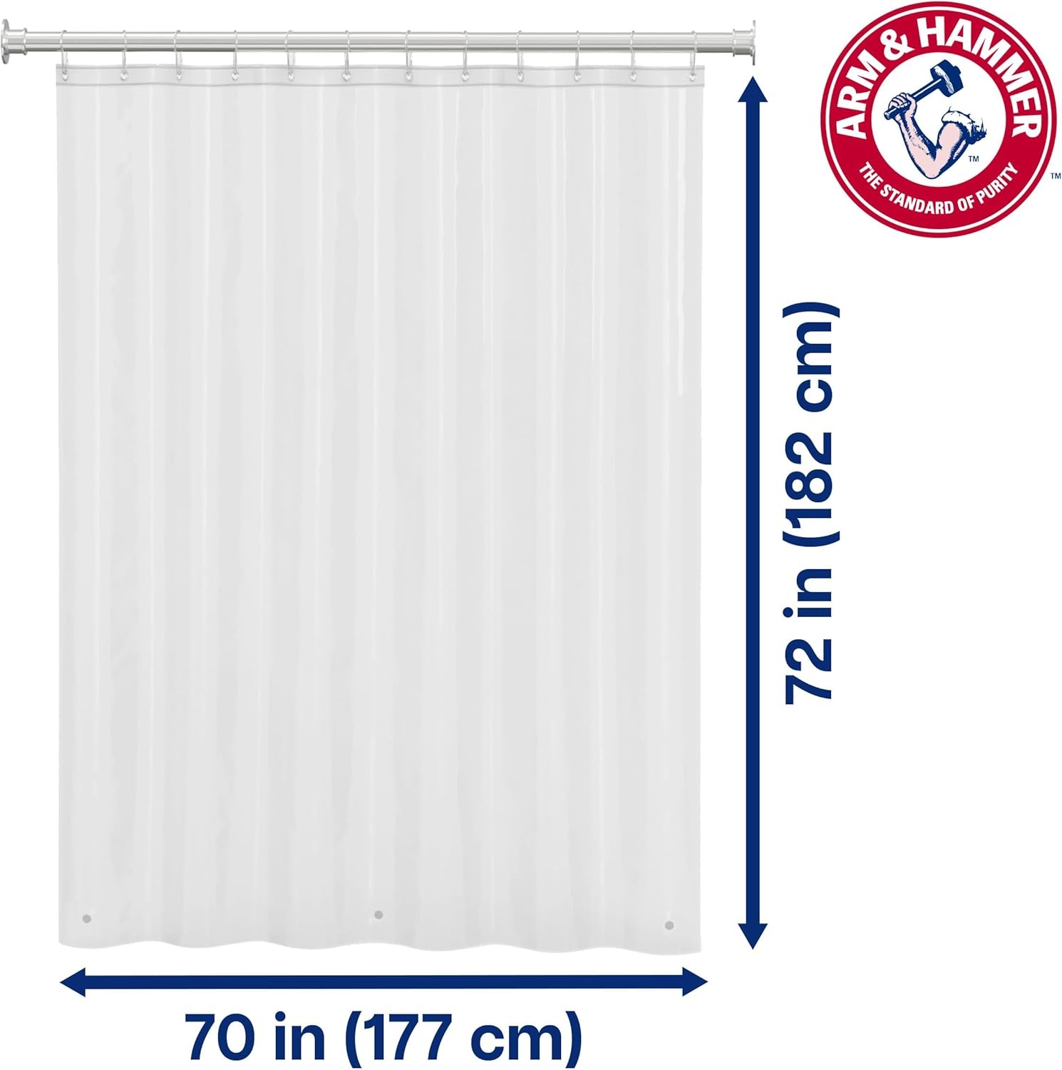 image:imageArm amp Hammer Waterproof Quick Drying Shower Liner Lightweight Design 70 x 72 FrostedClear