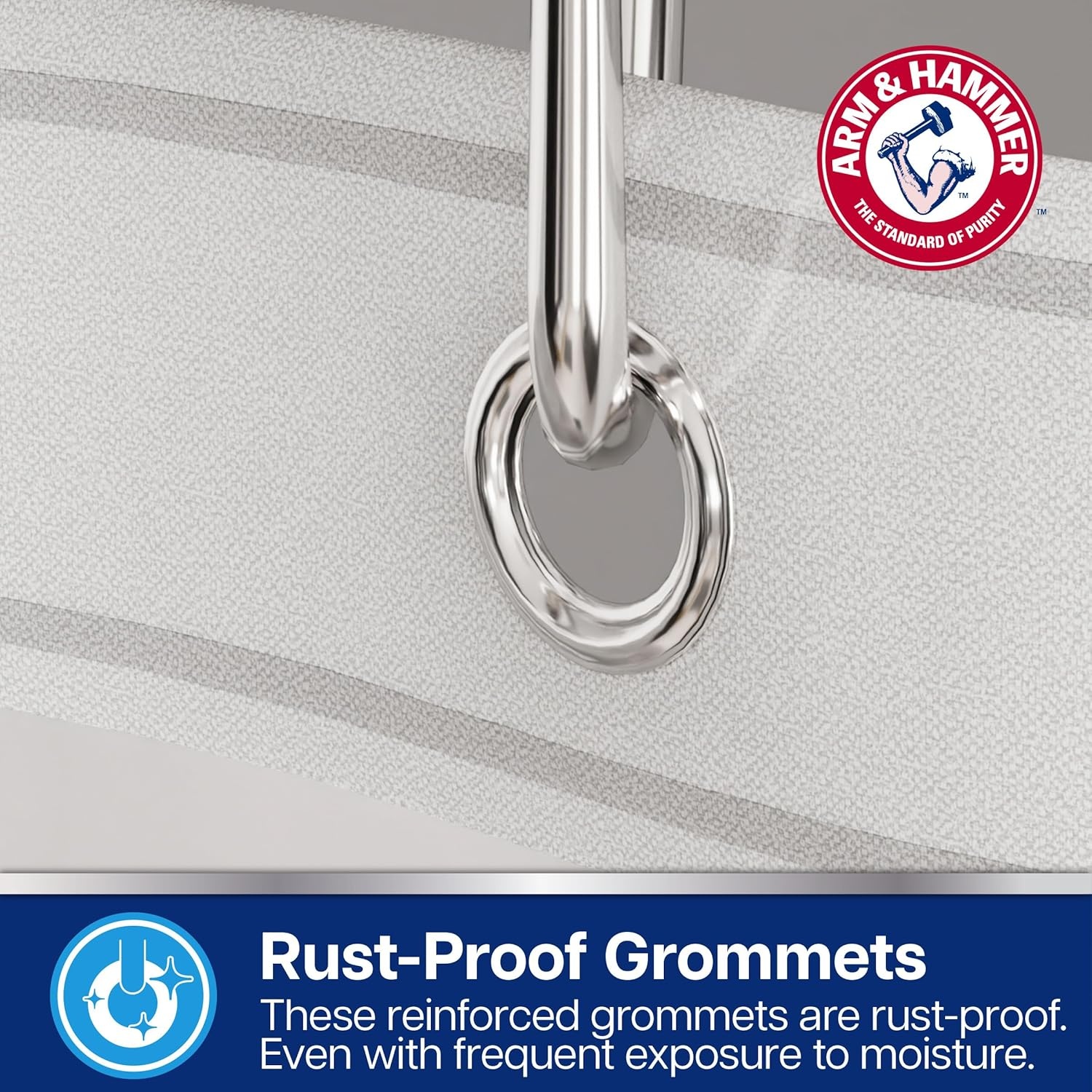 image:imageArm amp Hammer Waterproof Quick Drying Shower Liner Lightweight Design 70 x 72 FrostedClear