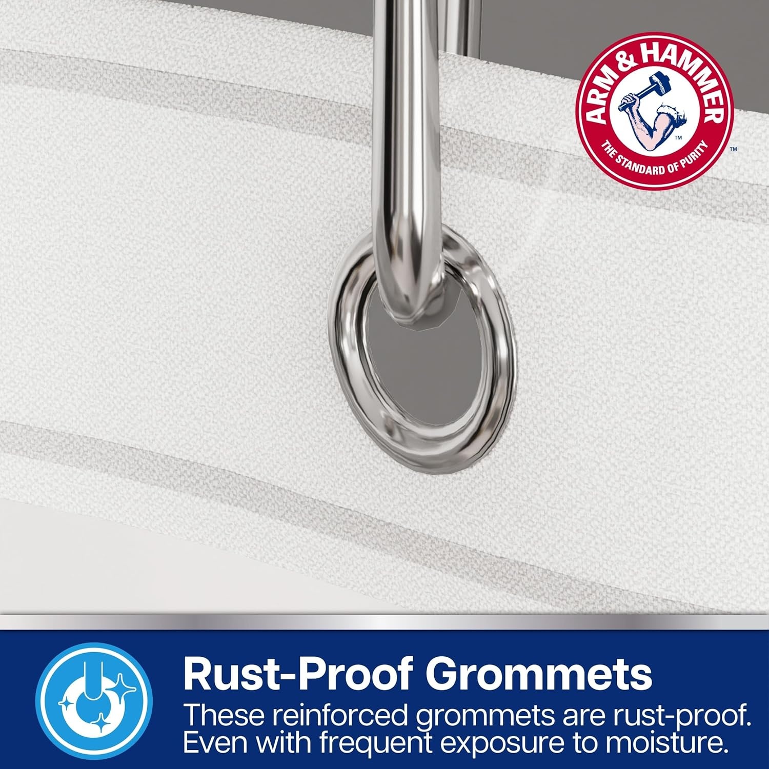 image:imageArm amp Hammer Waterproof Quick Drying Shower Liner Lightweight Design 70 x 72 FrostedFrosted