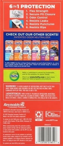 image:imageHefty Ultra Strong 13 Gallon Trash Bags Tall Kitchen Trash Bags 13 Gallon Size Drawstring Closure Continuous Odor Control White Clean Burst Scent 80 BagsCitrus Twist