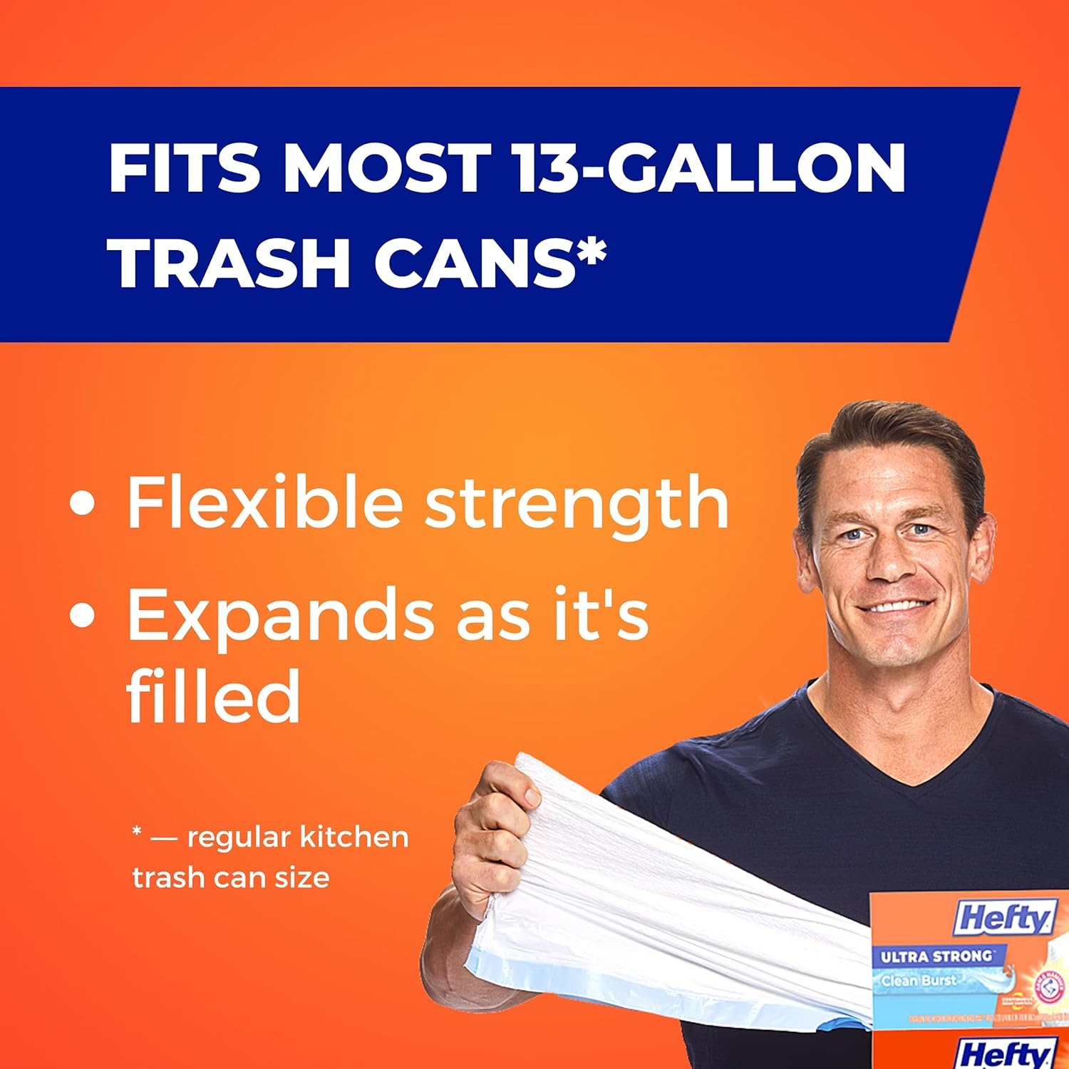 image:imageHefty Ultra Strong 13 Gallon Trash Bags Tall Kitchen Trash Bags 13 Gallon Size Drawstring Closure Continuous Odor Control White Clean Burst Scent 80 BagsCitrus Twist