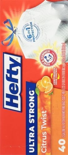 image:imageHefty Ultra Strong 13 Gallon Trash Bags Tall Kitchen Trash Bags 13 Gallon Size Drawstring Closure Continuous Odor Control White Clean Burst Scent 80 BagsCitrus Twist