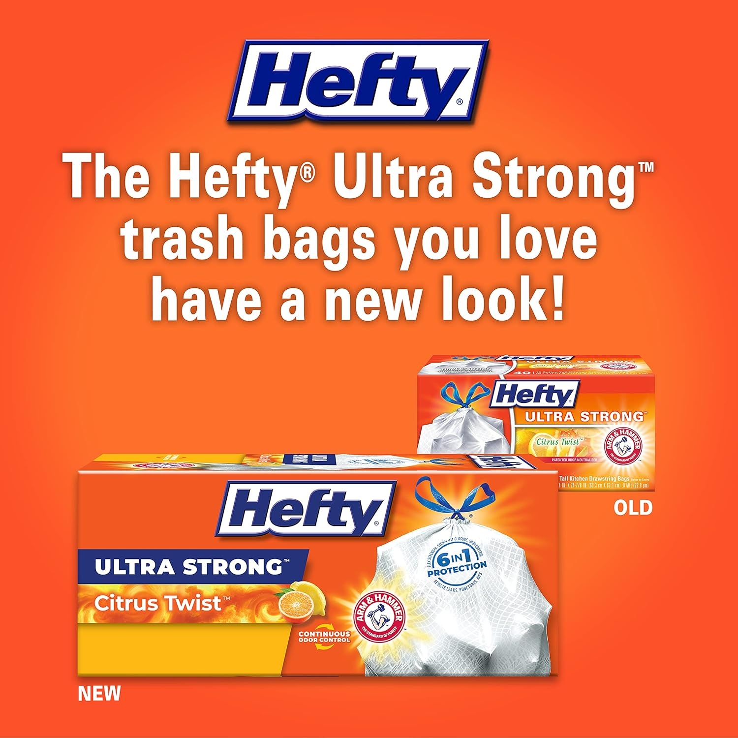 image:imageHefty Ultra Strong 13 Gallon Trash Bags Tall Kitchen Trash Bags 13 Gallon Size Drawstring Closure Continuous Odor Control White Clean Burst Scent 80 BagsCitrus Twist