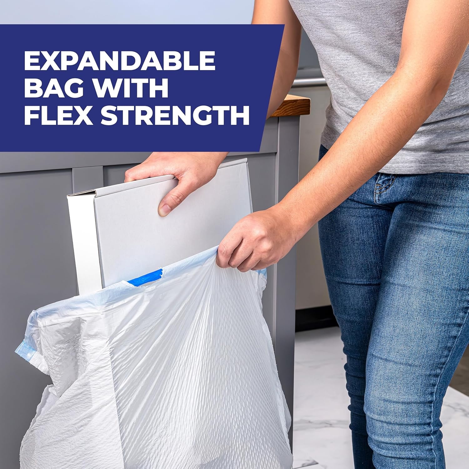image:imageHefty Ultra Strong 13 Gallon Trash Bags Tall Kitchen Trash Bags 13 Gallon Size Drawstring Closure Continuous Odor Control White Unscented 110 Bags80 Count Pack of 1