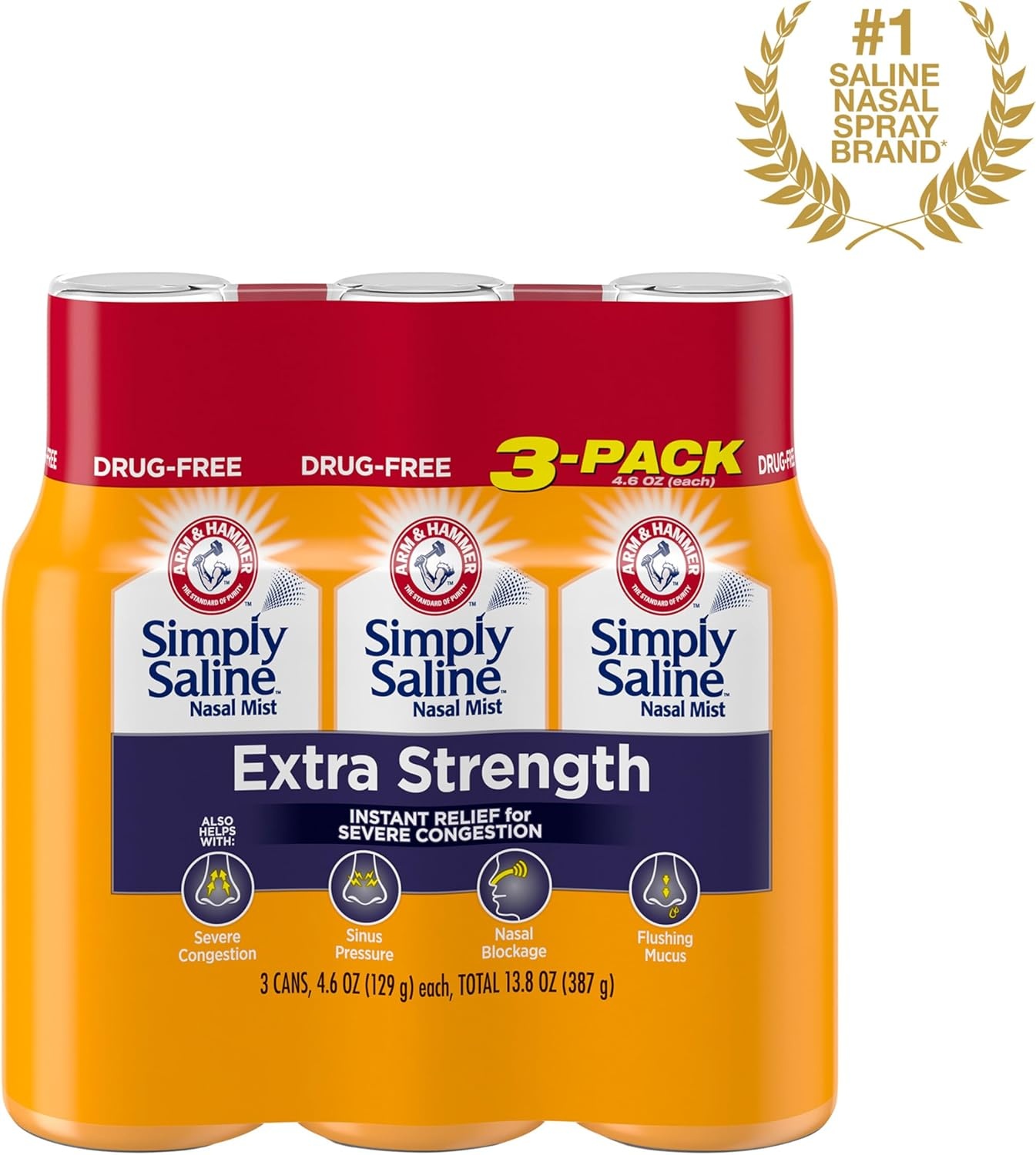 image:imageSimply Saline Extra Strength for Severe Congestion Relief Nasal Mist 46oz 3Pack46 Ounce Pack of 24