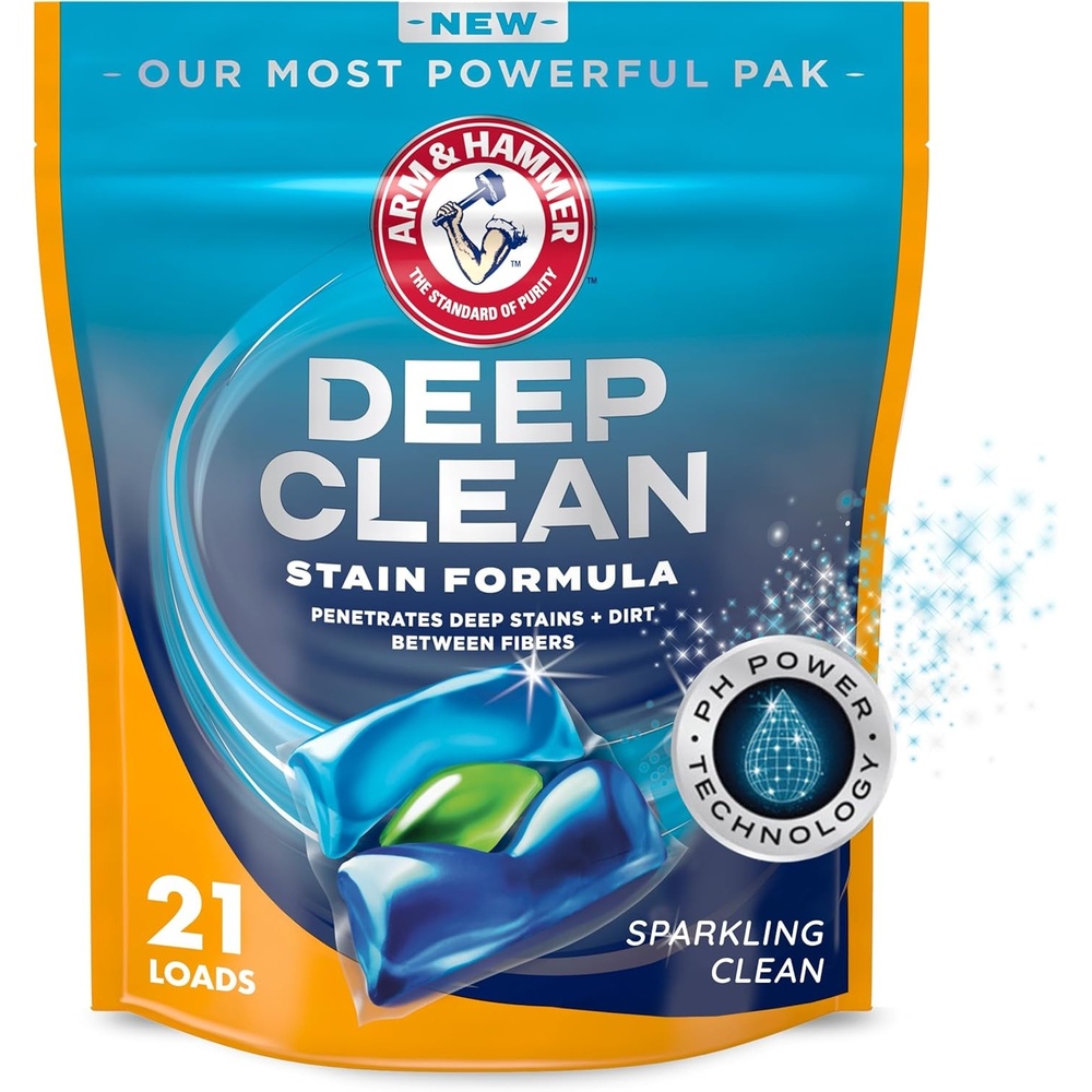 image:imageARM amp HAMMER Deep Clean Stain Formula Laundry Detergent Power Paks Laundry Stain Remover Sparkling Clean Scent 44 Count 44 LoadsSparkling Clean