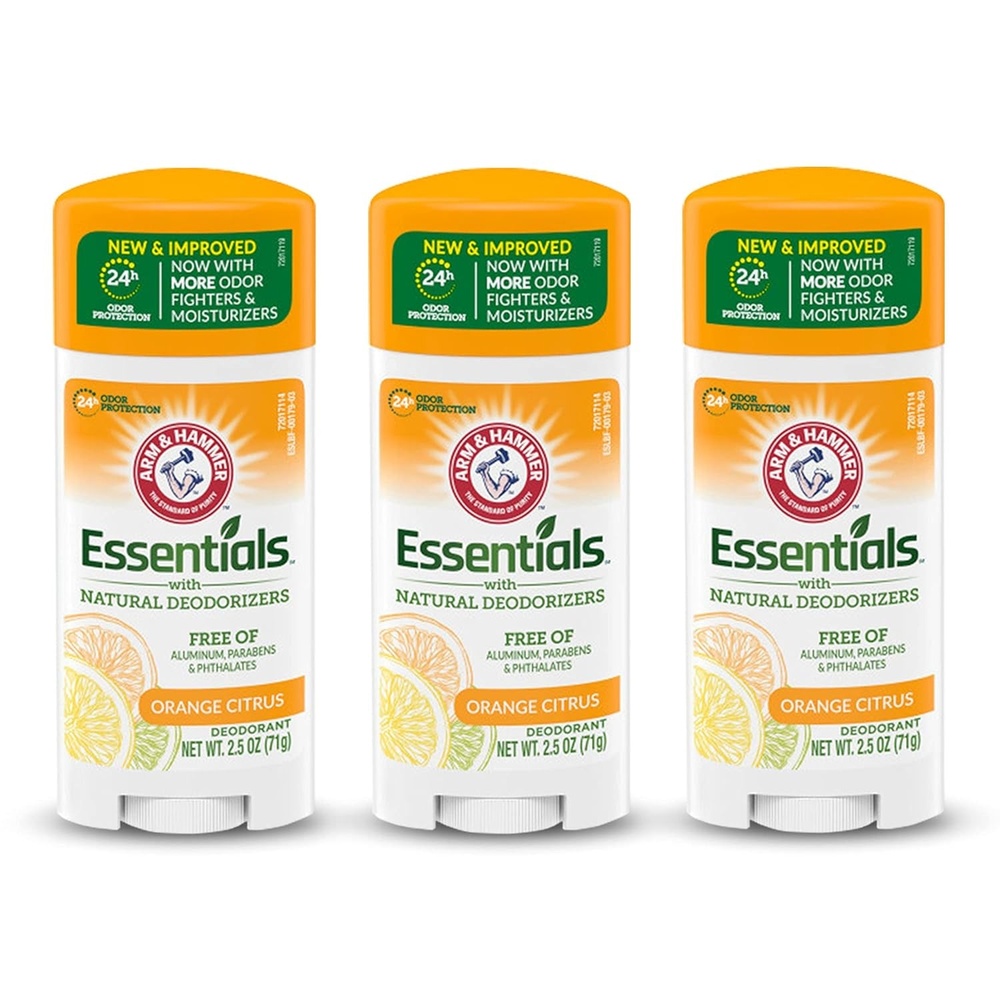 image:imageARM amp HAMMER Essentials Deodorant Orange Citrus Solid Oval Made with Natural Deodorizers Free From Aluminum Parabens amp Phthalates 25 oz Pack of 3Orange
