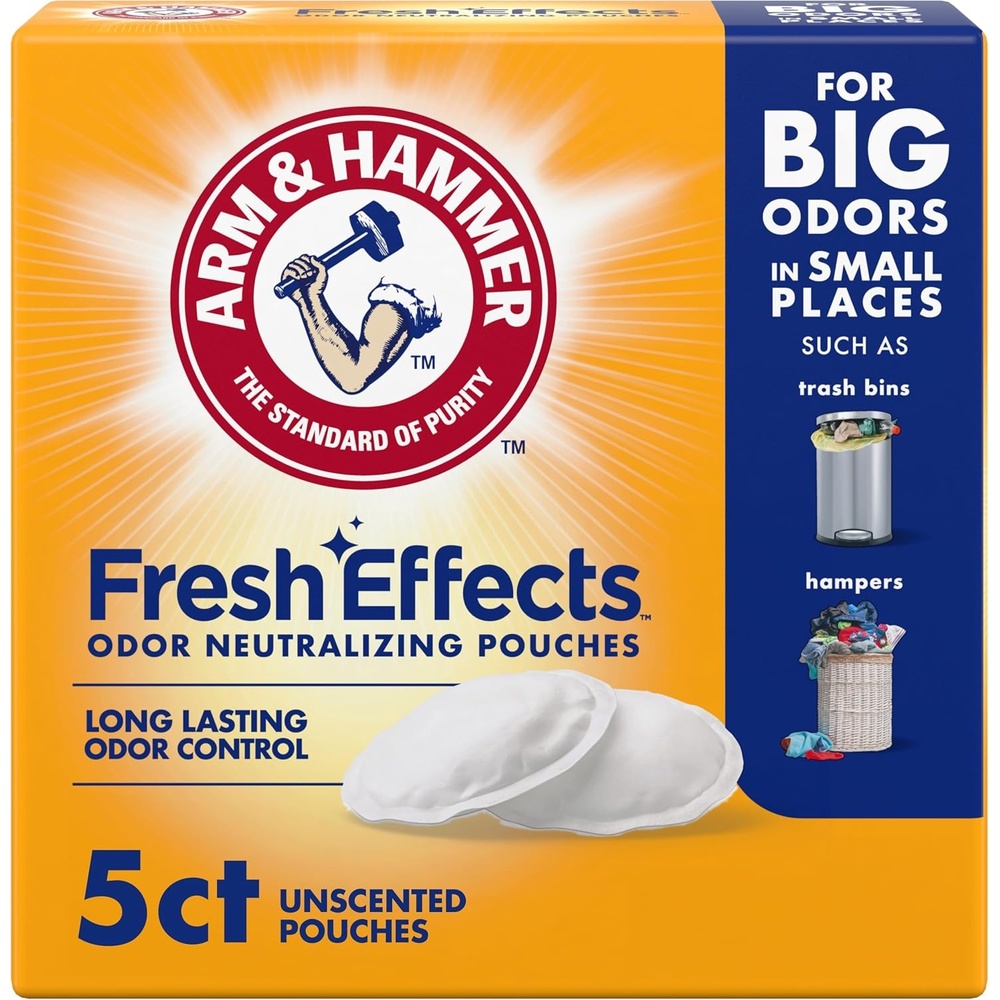 image:imageARM amp HAMMER Fresh Effects Odor Neutralizing Baking Soda Pouches LongLasting FragranceFree Odor Absorber for Shoes Cars Home amp Small Spaces 5 Count