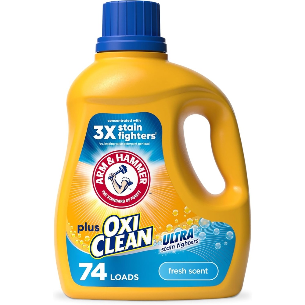image:imageARM amp HAMMER Plus OxiClean Ultra Stain Fighters Liquid Laundry Detergent Stain Remover for Clothes Clean Meadow 74 Loads 962 fl ozFresh Scent
