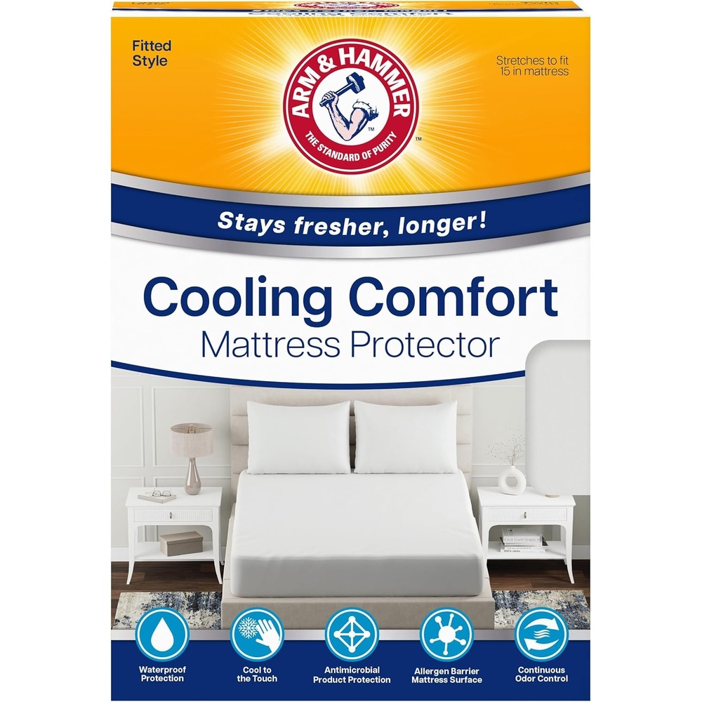 image:imageArm amp Hammer Cooling Comfort Fitted Mattress Protector TwinQueen