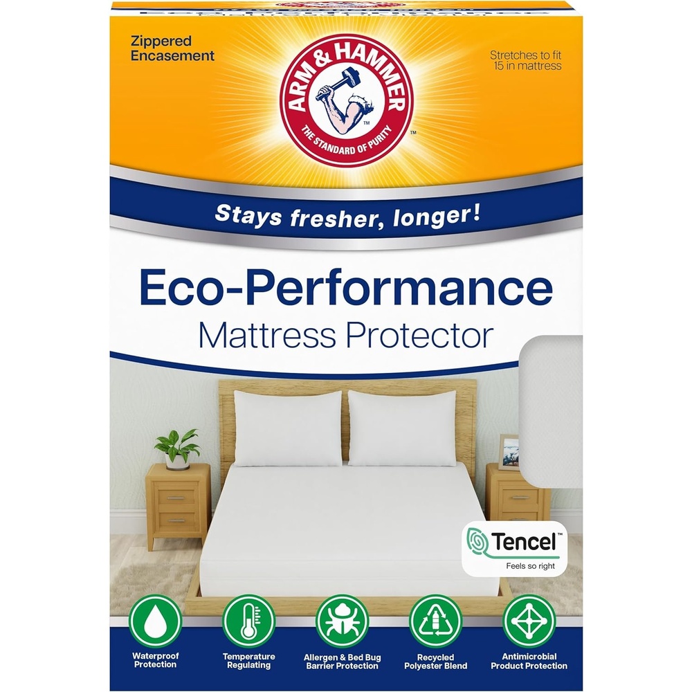 image:imageArm amp Hammer Eco Performance Zippered Mattress Protector with Tencel FullTwin