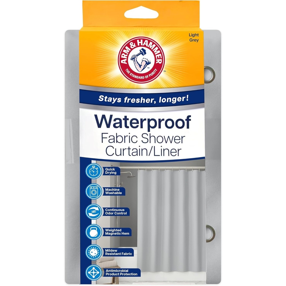 image:imageArm amp Hammer Fabric Shower Curtain with Waterproof Back 70 x 72 GreyGrey