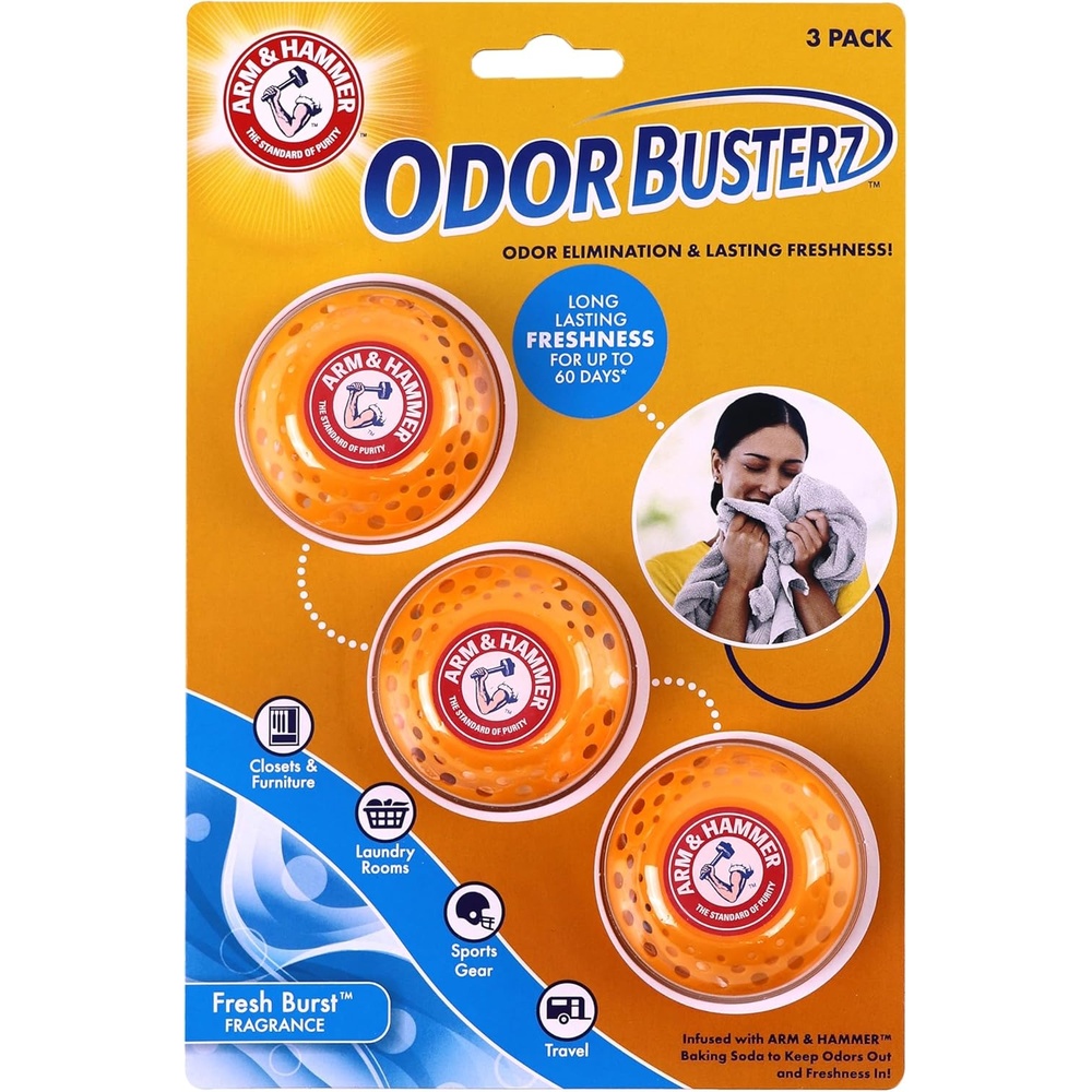image:imageArm amp Hammer OdorBusterz Odor Eliminator Balls Lavender 3 Count Baking Soda Odor Control for Closets Drawers Hampers amp Small SpacesFresh Burst