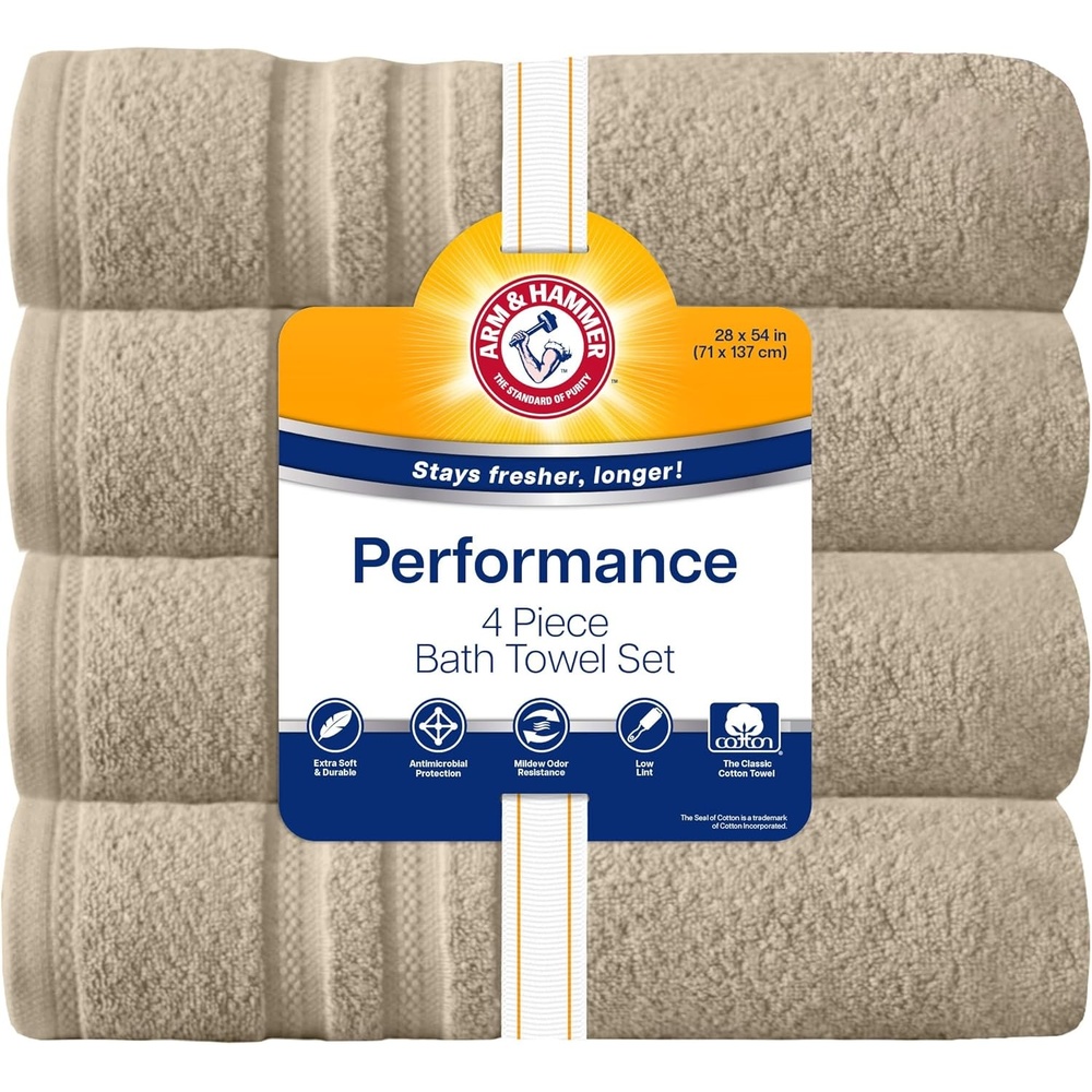 image:imageArm amp Hammer Performance Bath Towels 4 Piece GreyKhaki