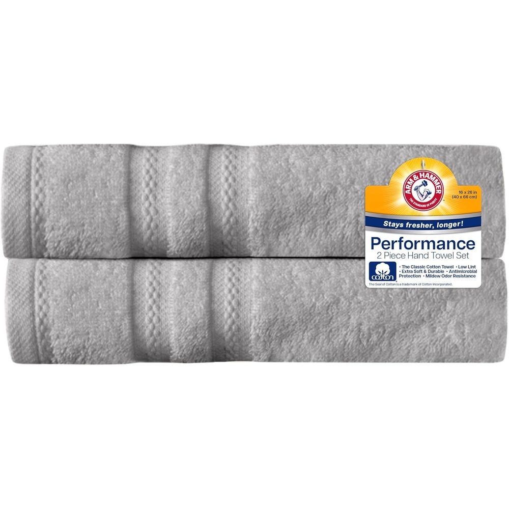 image:imageArm amp Hammer Performance Hand Towels 2 Piece Dark BlueLight Grey
