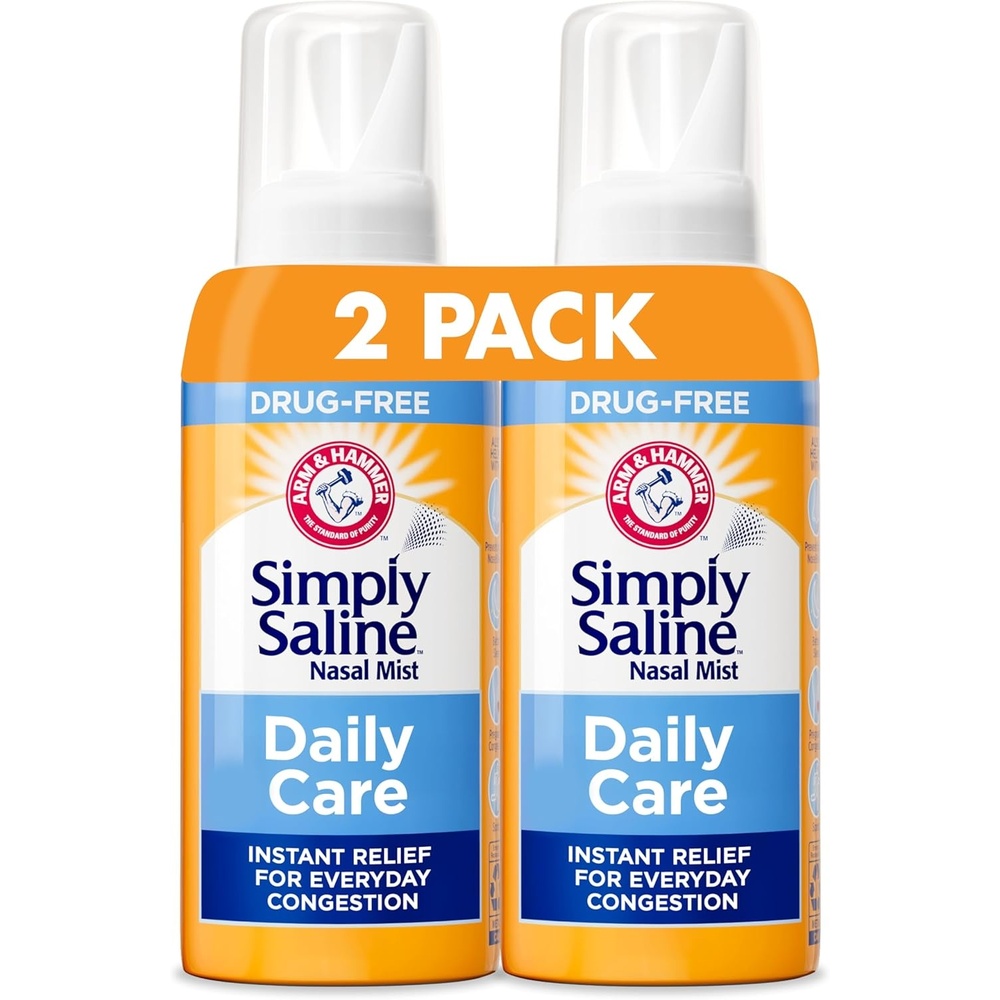 image:imageArm amp Hammer Simply Saline Daily Care Nasal Mist 44oz Saline Nasal Spray DrugFree 2Pack