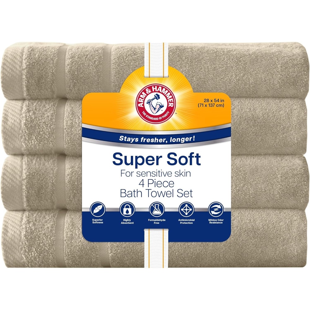 image:imageArm amp Hammer Super Soft Bath Towels 4 Piece KhakiKhaki