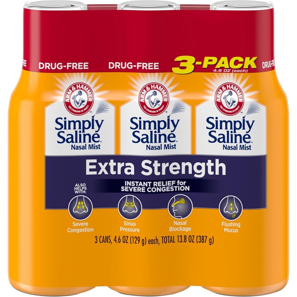 image:imageSimply Saline Extra Strength for Severe Congestion Relief Nasal Mist 46oz 3Pack46 Ounce Pack of 24