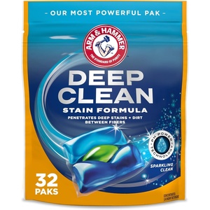 image:imageARM amp HAMMER Deep Clean Stain Formula Laundry Detergent Power Paks Laundry Stain Remover Sparkling Clean Scent 44 Count 44 LoadsClean Brust