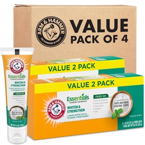 image:imageARM amp HAMMER Essentials Whiten amp Strengthen Fluoride Toothpaste4 Pack of 43oz Tubes Fresh Mint 100 Natural Baking Soda Fluoride Toothpaste