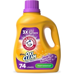image:imageARM amp HAMMER Plus OxiClean with Odor Blasters Liquid Laundry Detergent Laundry Odor Remover Attacks Stains Fresh Botanical Scent 74 Loads 962 Fl Oz