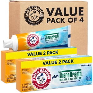 image:imageARM amp Hammer Toothpaste Plus TheraBreath Breath Fresheners ICY Mint Flavor Teeth Whitening Toothpaste Anticavity Fluoride for Bad Breath 55 Oz Pack of 255 Ounce Pack of 4
